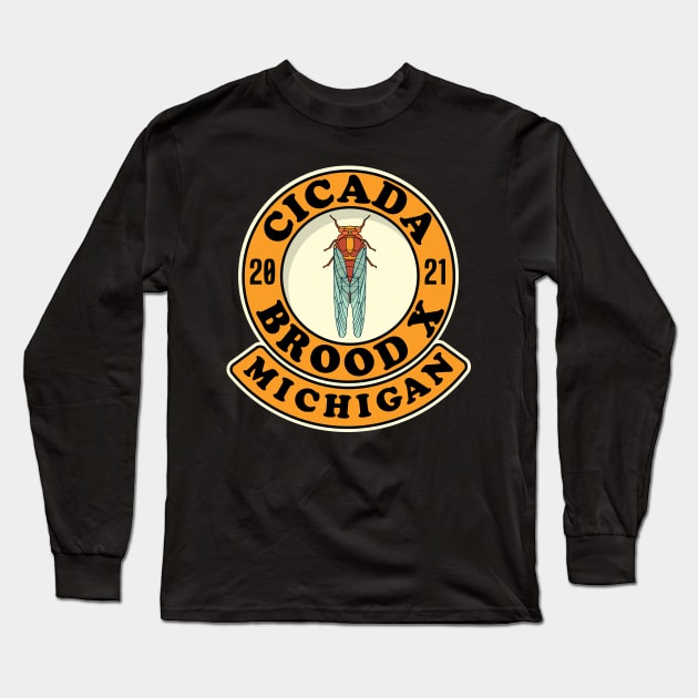 Cicada 2021 Brood X Michigan MI Long Sleeve T-Shirt by Huhnerdieb Apparel